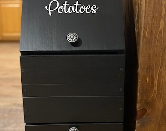 Wooden Potato and Onion Bin/ Farmhouse Potato and Onion Bin/ Vegetable Storage Bin/ Modern Farmhouse Potato Bin