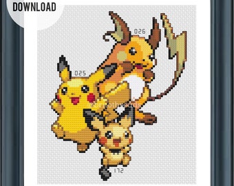 Pokemon - Evoluciones Eléctricas - Patrón Punto de Cruz PDF - Descarga Instantánea