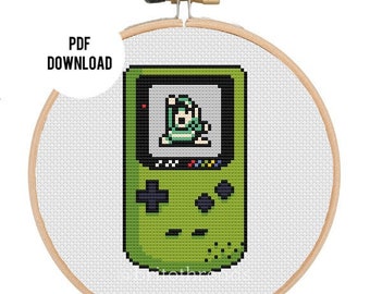 Gameboy Color - Green -  Legend of Zelda Link's Awakening - PDF Cross Stitch Pattern Instant Download