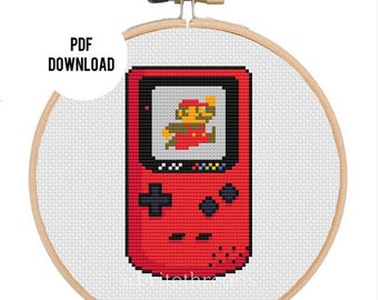 Gameboy Color - Rojo - Super Mario Bros - PDF Patrón Punto de Cruz Descarga Instantánea