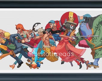 One Piece Tripulación del Sombrero de Paja / Anime / Patrón de punto de cruz en PDF / Archivo digital / Descarga instantánea