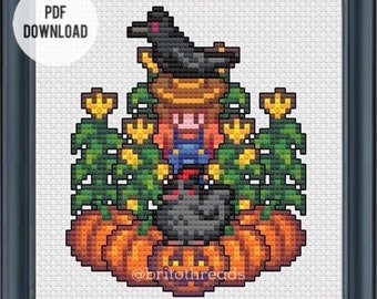 Stardew Valley | Höstens tomhetskyckling | Fågelskrämmor och pumpor | Korsstygnsmönster PDF-nedladdning | Digital fil | Direktnedladdning
