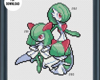 Pokemon - Línea Gardevoir y Gallade - Dos en Uno - Patrón Punto de Cruz PDF - Descarga Instantánea