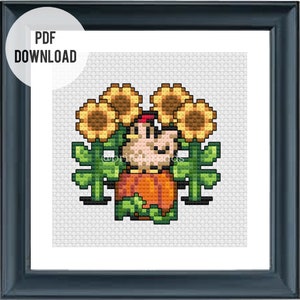 Stardew Valley | Fall Chicken | Sunflowers and Pumpkins | Cross Stitch Pattern PDF Download | Digital File | Instant Download