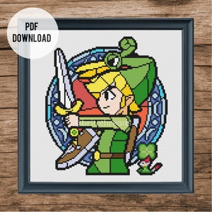 The Legend of Zelda Minish Cap Stained Glass - PDF Cross Stitch Pattern -  Instant Download Digital File