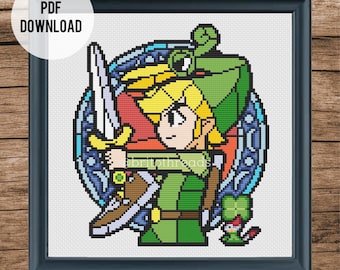 The Legend of Zelda Minish Cap Stained Glass - Patrón de punto de cruz PDF - Descarga instantánea de archivo digital