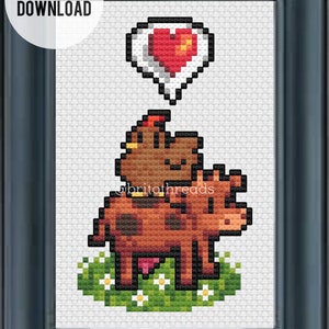 Stardew Valley | Brown Chicken | Brown Cow | Very Punny | Cross Stitch Pattern PDF Download | Digital File | Instant Download