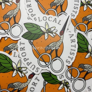 Supporto artisti locali / Orlando, Florida / 3 "Vinyl Cross Stitch Embroidery Sticker / Decal for Thread Box, Water Bottle, Laptop, Notebook