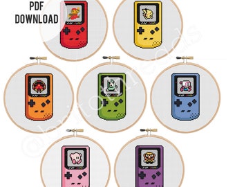 Colección Gameboy Color - ¡7 patrones por el precio de 5! - PDF Patrones de punto de cruz Descarga instantánea