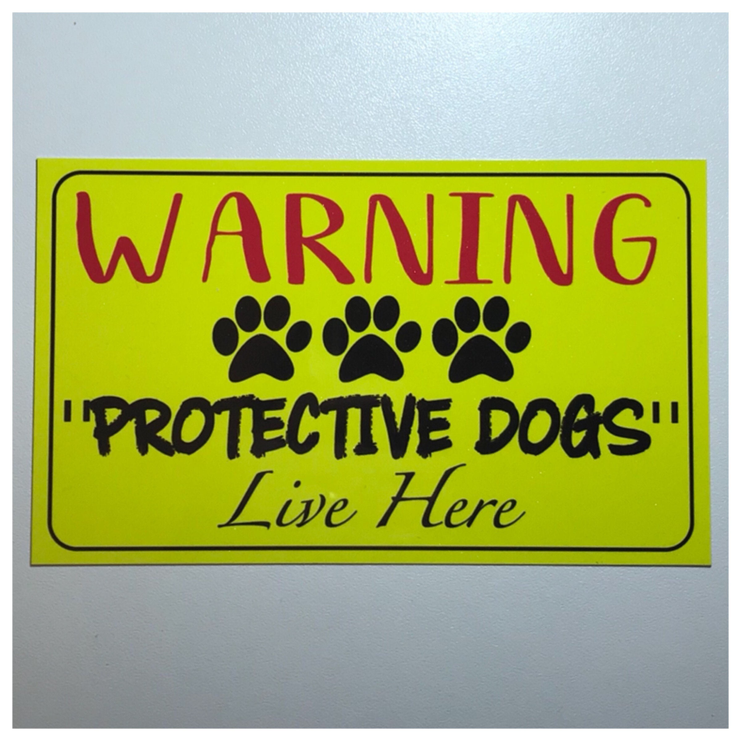 Warning Protective Dogs Live Here Sign Fence Door Garden Wall Etsy