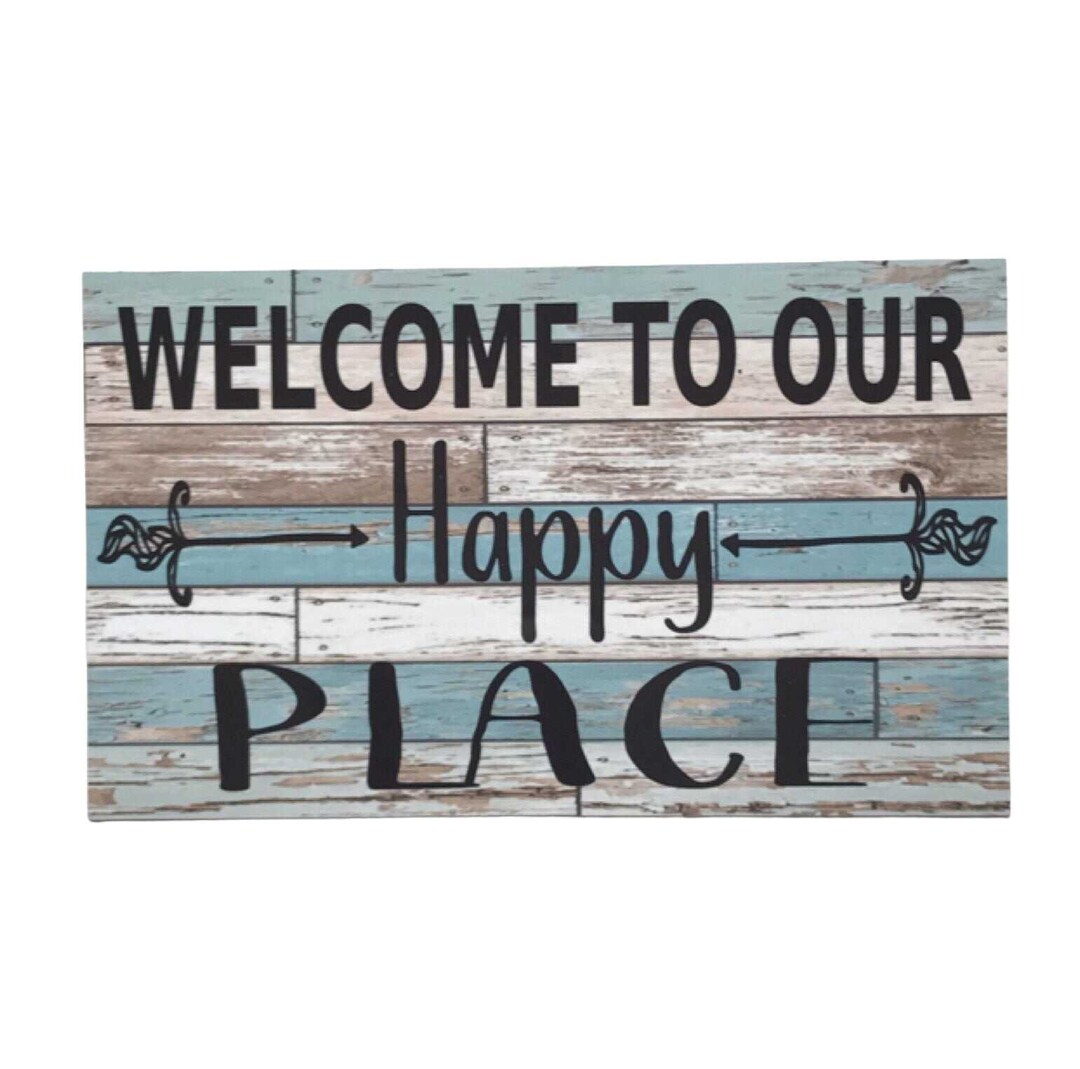 to Our Happy Place Rustic Blue Sign Etsy