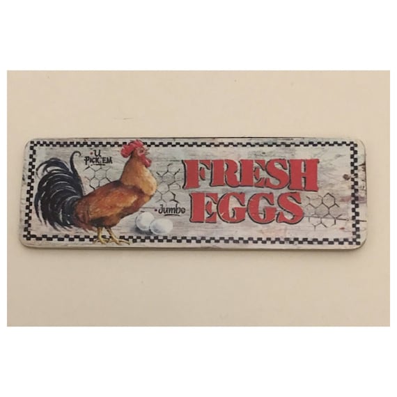 Chicken Flockers Eggs Sign Rustic Wall Plaque or Hanging Country Rooster Hen