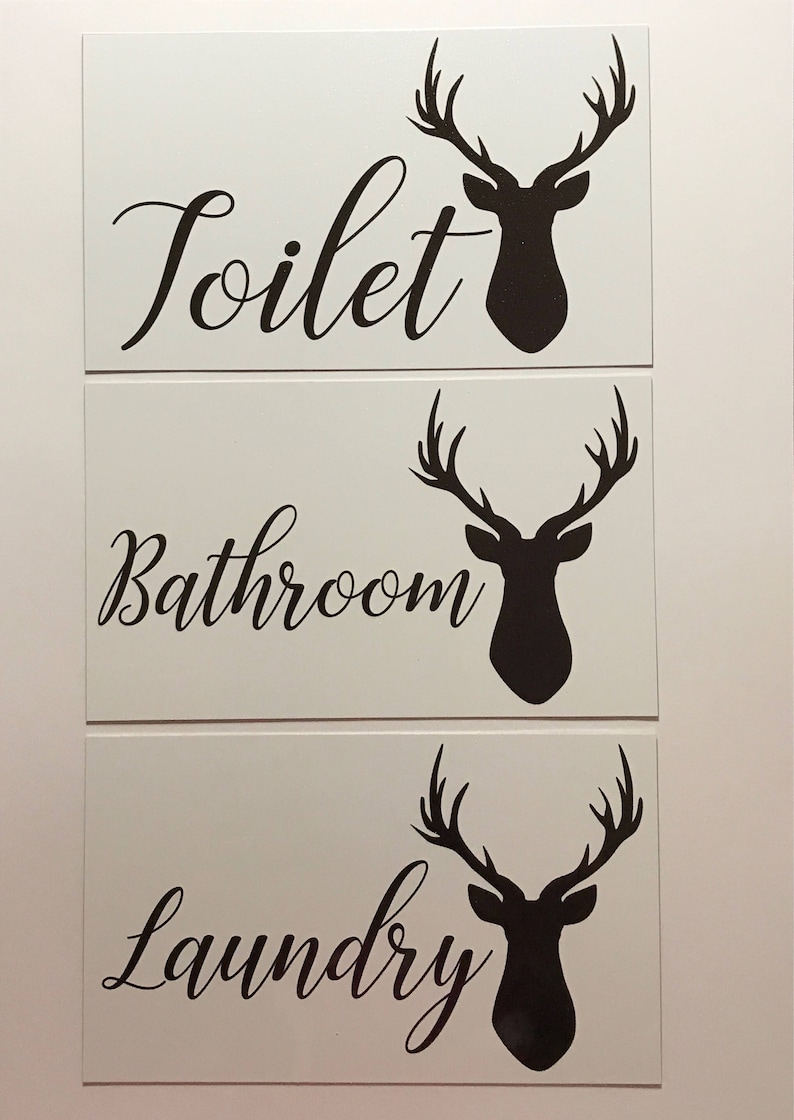 Bathroom Laundry Toilet Room Door Sign Set Tin Wall Plaque Skull Western Country