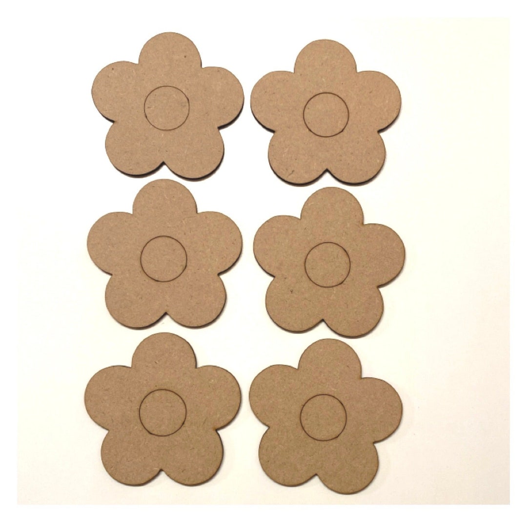Flower Flowers Set of 6 Shape Wooden MDF DIY - Etsy