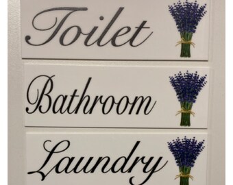 Lavender Cottage Toilet Laundry Bathroom Sign