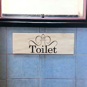 Toilet Laundry Bathroom French Scroll Door Room Sign