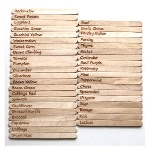 Vegetable Herb Garden Seed Label Marker Set of 40 Wood