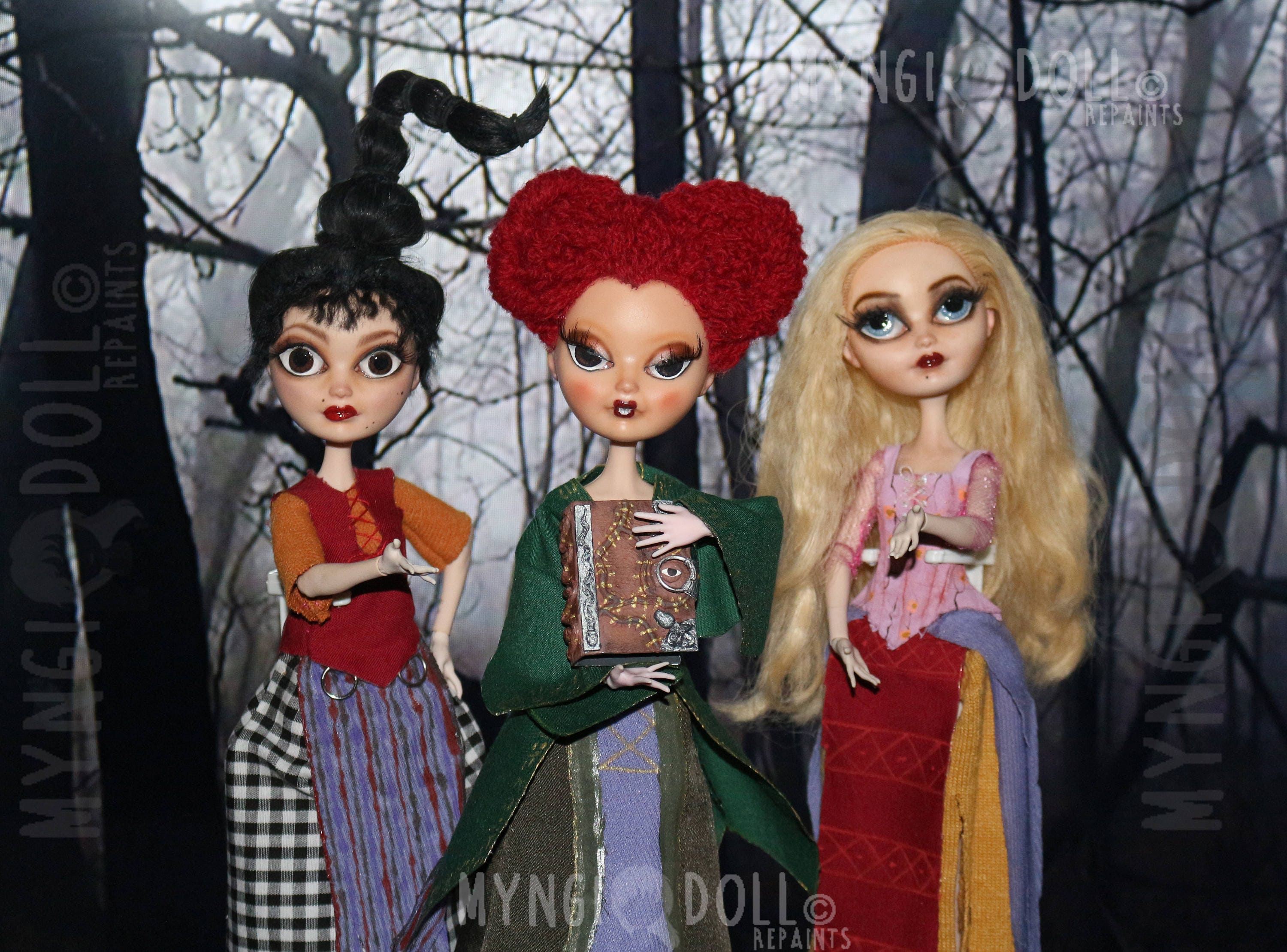 HOCUS POCUS Sanderson Sisters repainted OOAK Dolls with very Etsy