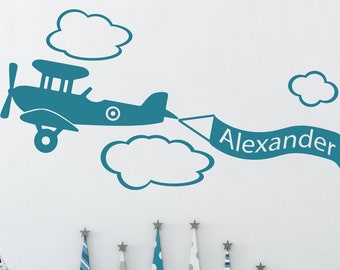 Airplane Name Wall Decal - Airplane Wall Decal - Custom Name Decal - Baby Room Decor - Nursery Wall Decal - Airplanes Decal Vinyl Wall Decal