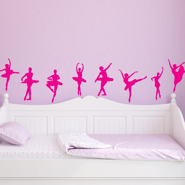 8 Ballet Dancer Ballerina Wall Stickers Decals, Wall Decal, Girls Kids Room Decor, Nurser Wall Decal, Bailarina Wall Decal (5.6"W x 10"H)