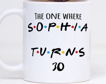 The One Where Personalised Mug Name, TURNS XX, Friends TV Show Mug, Friends Mug, Coffee Mug, Funny Mug