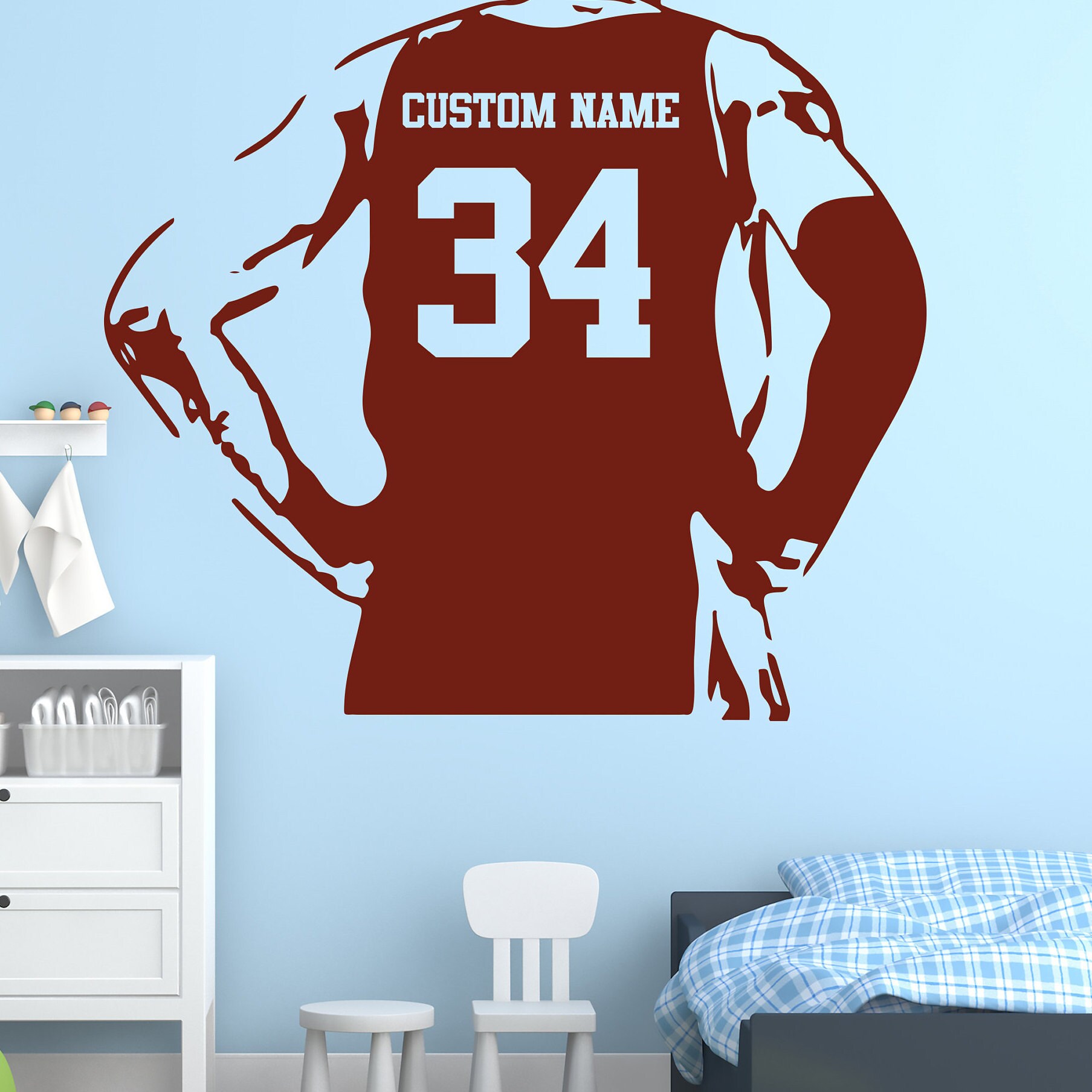 Custom Basketball Wall Decal Choose your NAME and NUMBER Etsy