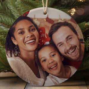 Personalized Photo Ornament | Custom Round Keepsake | Double-Sided Acrylic Ornament | 3-Inch Holiday Decoration