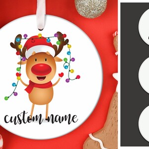 Personalized Christmas Ornament: Custom Animal Name Ceramic