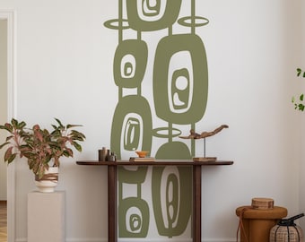 Mid Century Modern Wall Decal Olive Green Abstract Vinyl Sticker