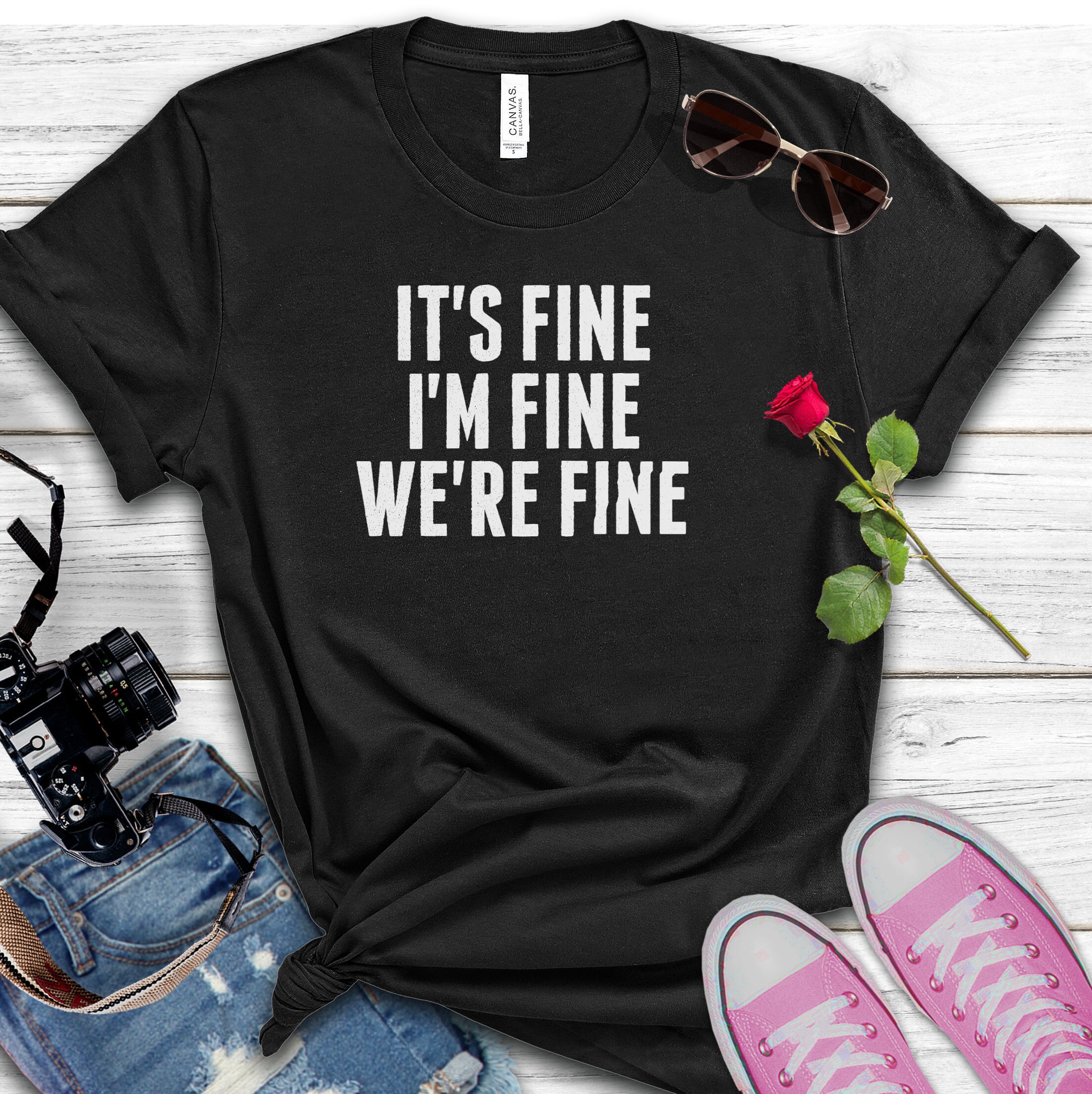 It's Fine We're Fine Everything Is Fine Shirt For Women Christmas Gnomes Tshirt Cute Funny Graphic Holiday Tee Tops