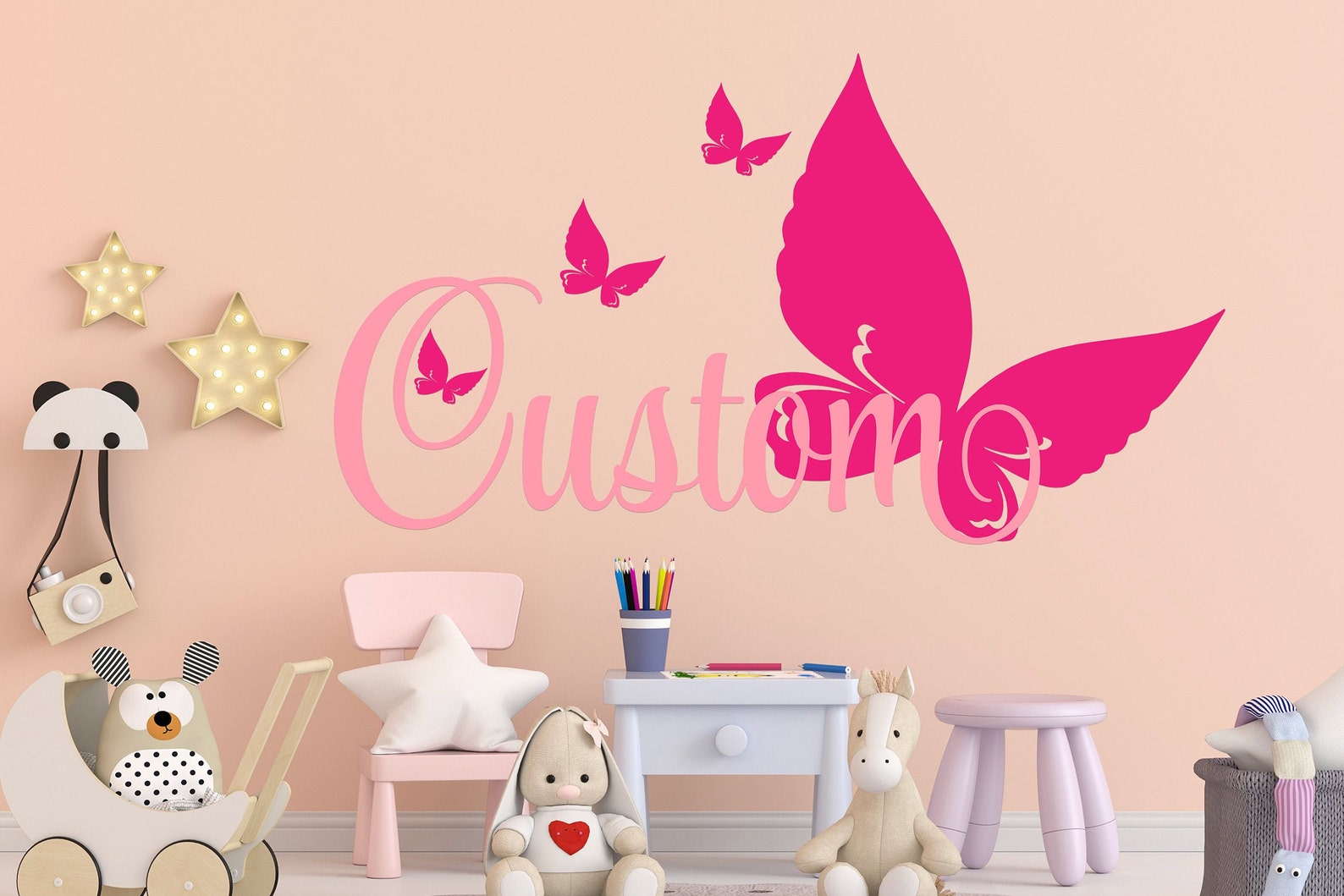 Personalized Name Butterfly Wall Decal Name Wall Decal Etsy