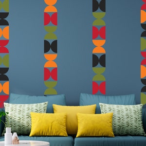 Mid Century Modern Wall Decals: Retro Geometric Pattern (64 Pieces)