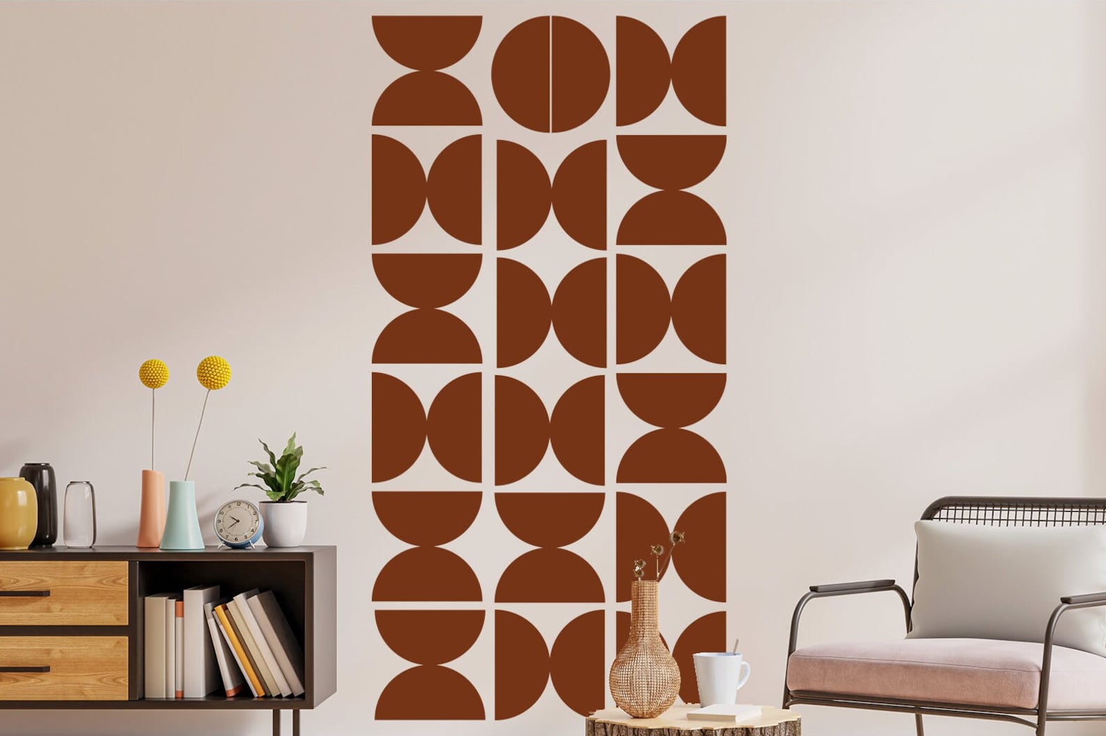 Half Circles Wall Decal Wall Art Geometric Art Color Circle Etsy