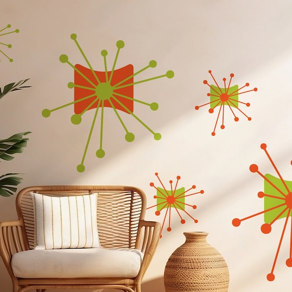 Atomic Starburst Wall Decal: Retro Mid-Century Modern Decor