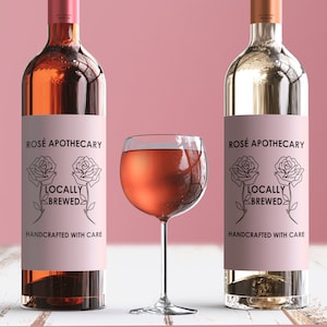 Rosé Apothecary Set 2, David Label, Alexi, Moira, Party Wine Labels, Wine Labels, Wine Label Stickers, Sticker Labels, Funny wine Labels