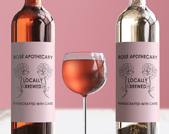 Rosé Apotheker Weinetiketten Set: Lustige Party Aufkleber