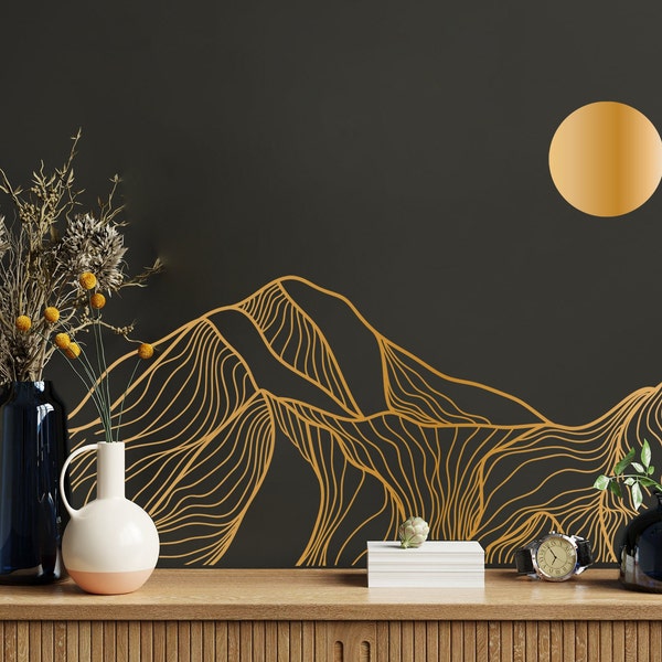 Minimalist Mountain Vinyl Wall Decal: Abstract Mid Century Modern Decor