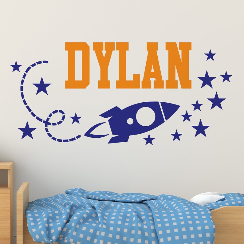 Personalized Rocket Wall Decal Children Custom Rocket Decal Etsy