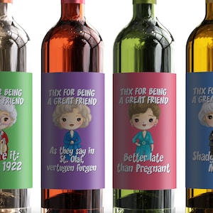 Golden Girls Wine Labels: Bachelorette Party Stickers, Set of 4