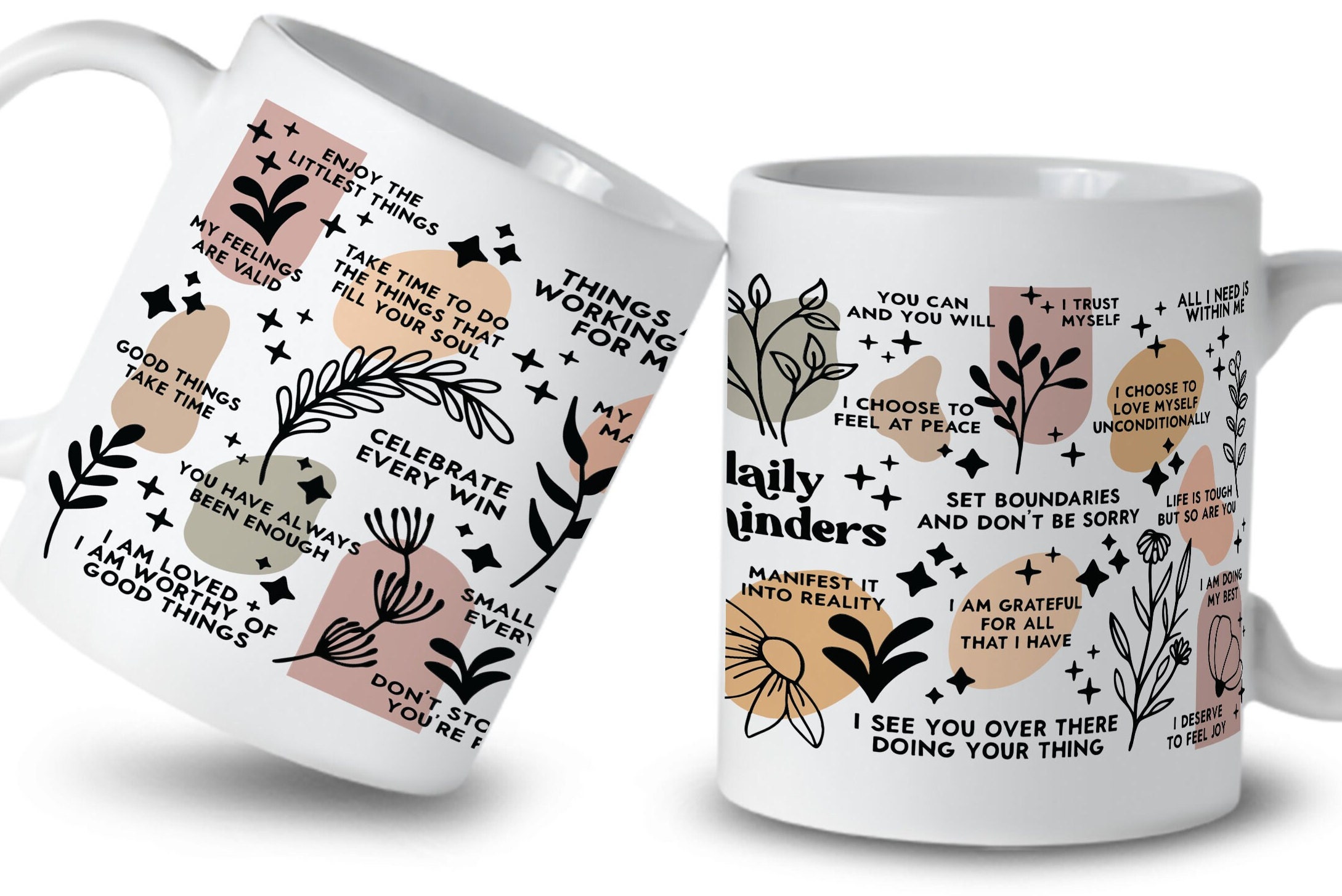 Boho Daily Affirmations Coffee Mug: Inspirational Gift - Etsy