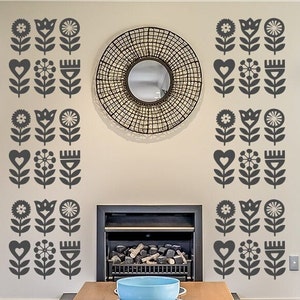 Scandinavian Flower Wall Decal: Retro Mid-Century Modern Decor