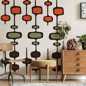 Retro Vibes 70s Mid-Century Wall Decal | Peel and Stick | Vintage Wall Panels
