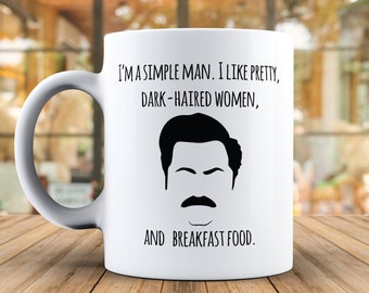 Simple Man's Delight | Dark-Haired Women, Breakfast, and Wit on a Funny Coffee Mug