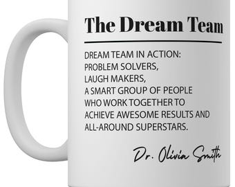Personalized Dream Team Coffee Mug: Custom Name Gift for Coworkers