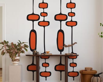Mid Century Modern Retro Wall Decal 22x80 Peel and Stick Vinyl Mural