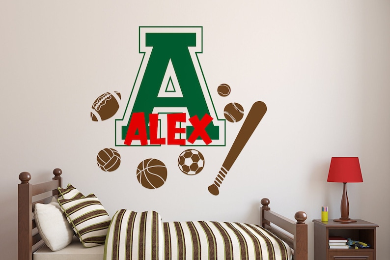 Personalize Name Sports Wall Decal Name Decal Sports Wall Etsy