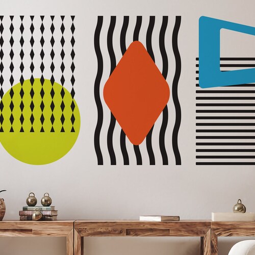 Funky Patterns Mid Century Modern Retro 70s Decor Wall Etsy