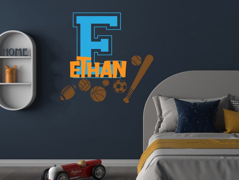 Personalize Name Sports Wall Decal Name Decal Sports Wall Etsy