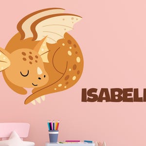 Bohemian Sleeping Dragon Baby Wall Decal | Whimsical Nursery Art | Removable Vinyl Mural | Peel-and-Stick Decor