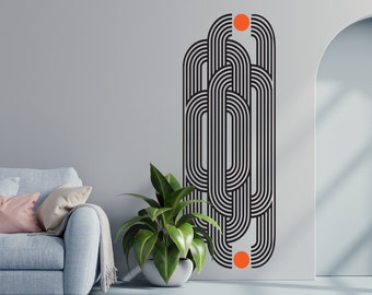 Geometric lines with circle Mid Century Decals, Retro 70s Decor, Wall Panels, Mid Century, Modern Decor, Retro Wall Decal